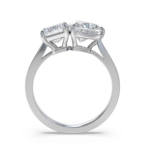 Emerald & Heart Two Stone Lab Grown Diamond Rings