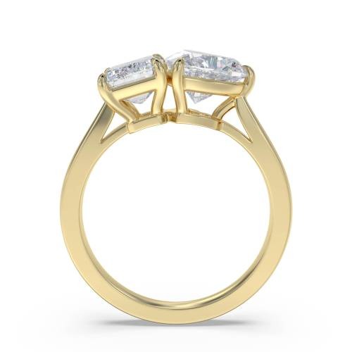 Emerald & Heart Two Stone Lab Grown Diamond Rings