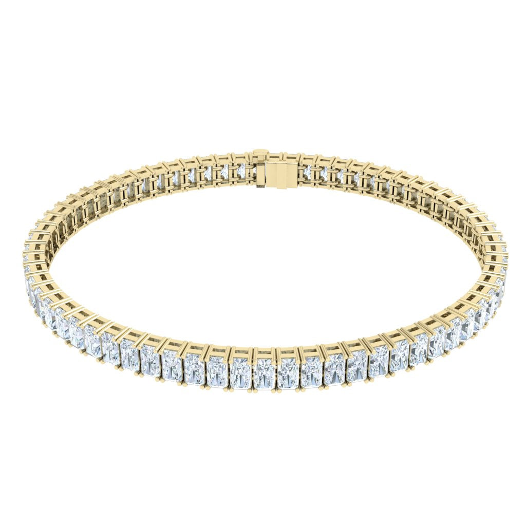 Emerald Tennis Moissanite Bracelet Yellow Gold