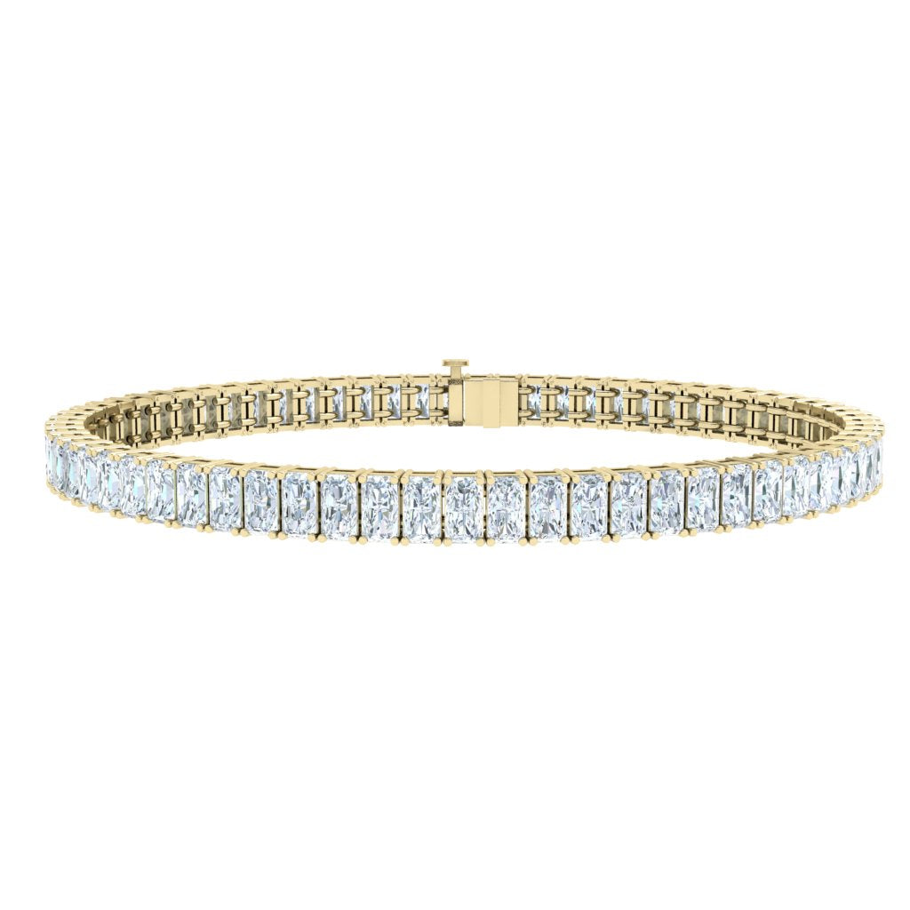 Emerald Tennis Moissanite Bracelet Yellow Gold