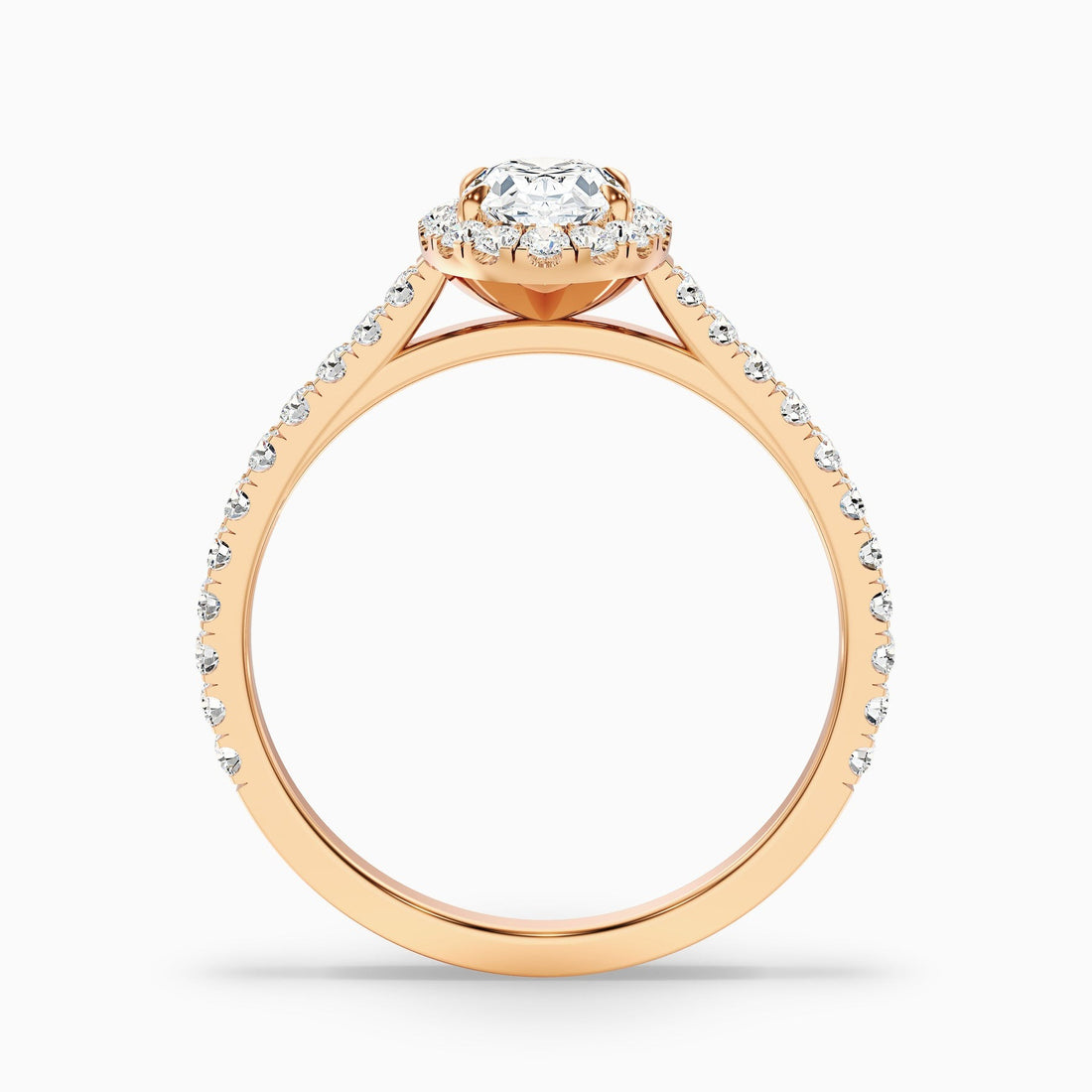 Empress 1 Carat Oval Halo Pave Lab Grown Engagement Ring in 10k Rose Gold