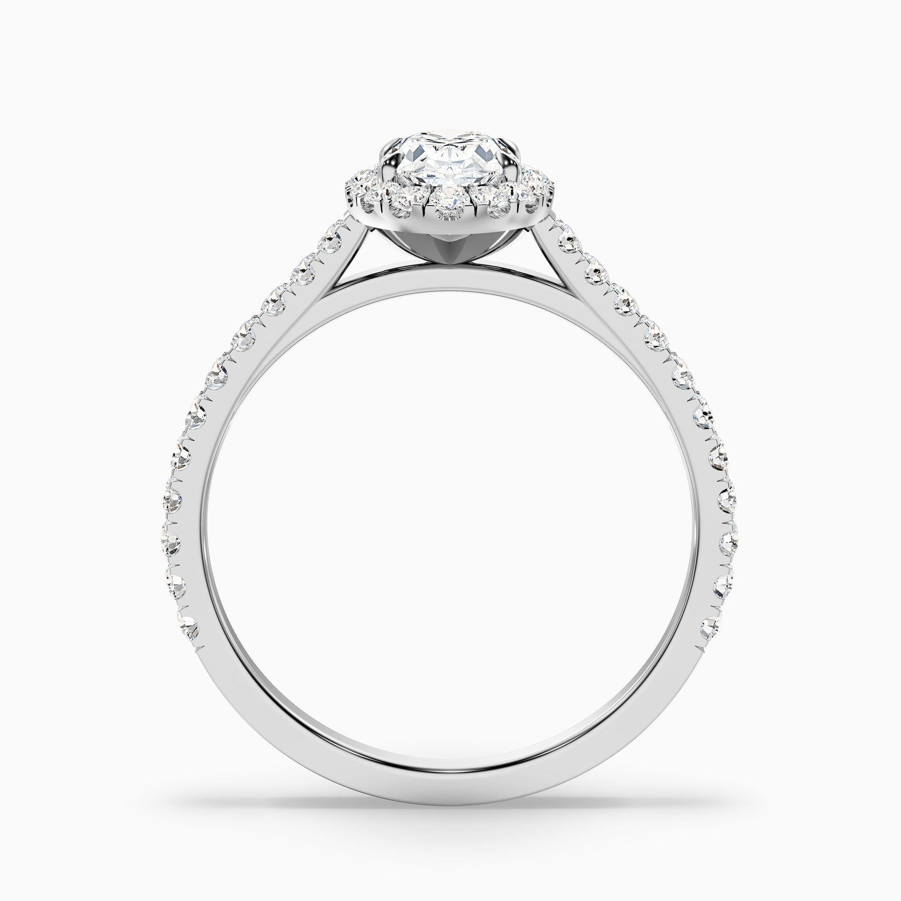 Empress 1 Carat Oval Halo Pave Lab Grown Engagement Ring in 10k White Gold
