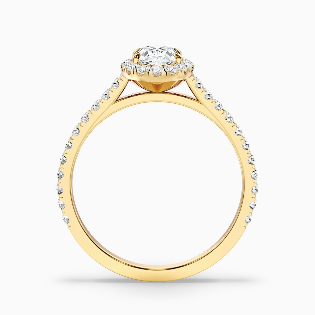 Empress 1 Carat Oval Halo Pave Lab Grown Engagement Ring in 10k Yellow Gold