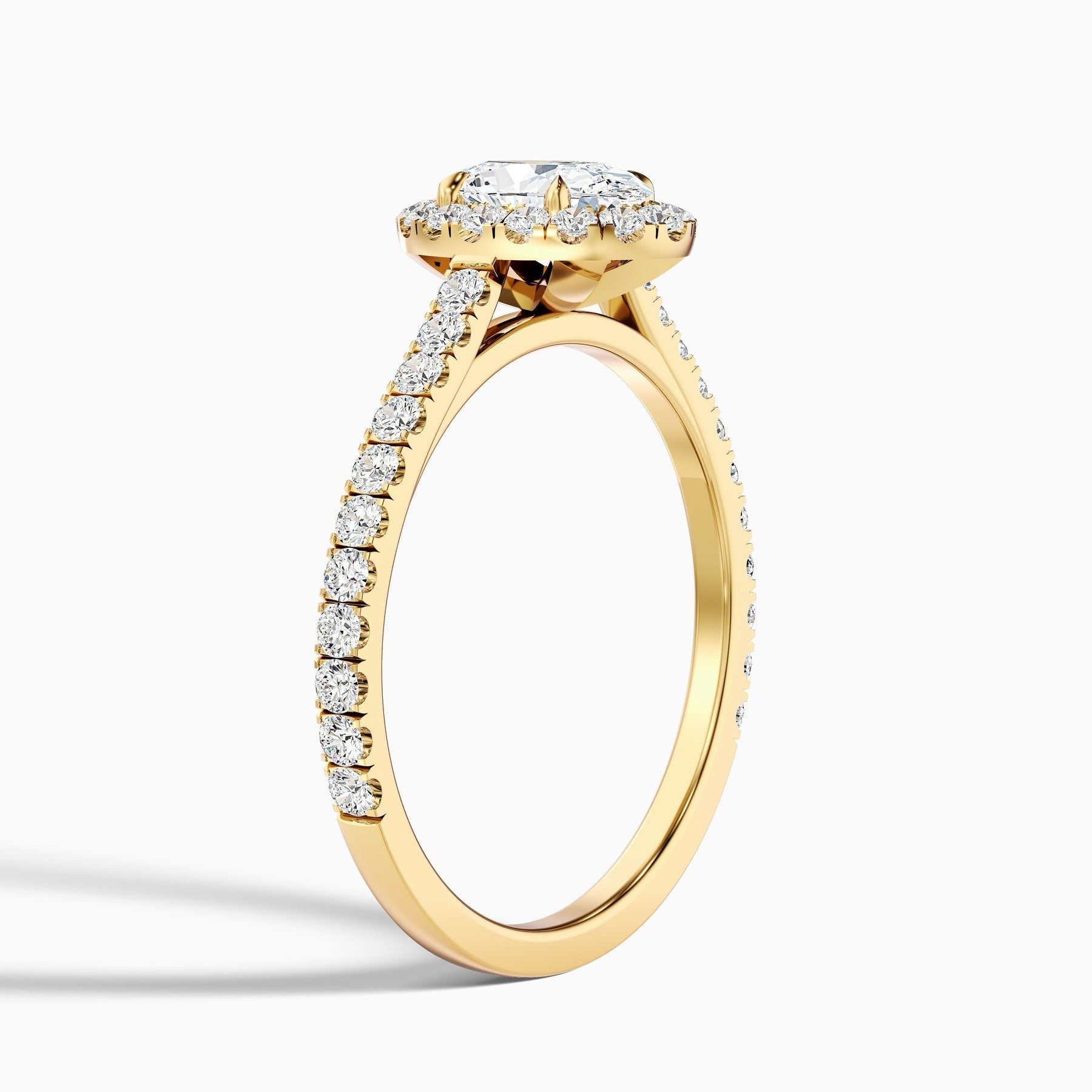 Empress 1 Carat Oval Halo Pave Lab Grown Engagement Ring in 10k Yellow Gold