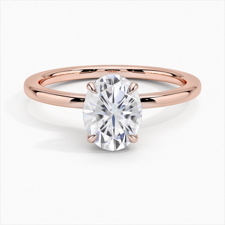 Enchanted Oval Secret Halo Moissanite Engagement Ring Rose Gold