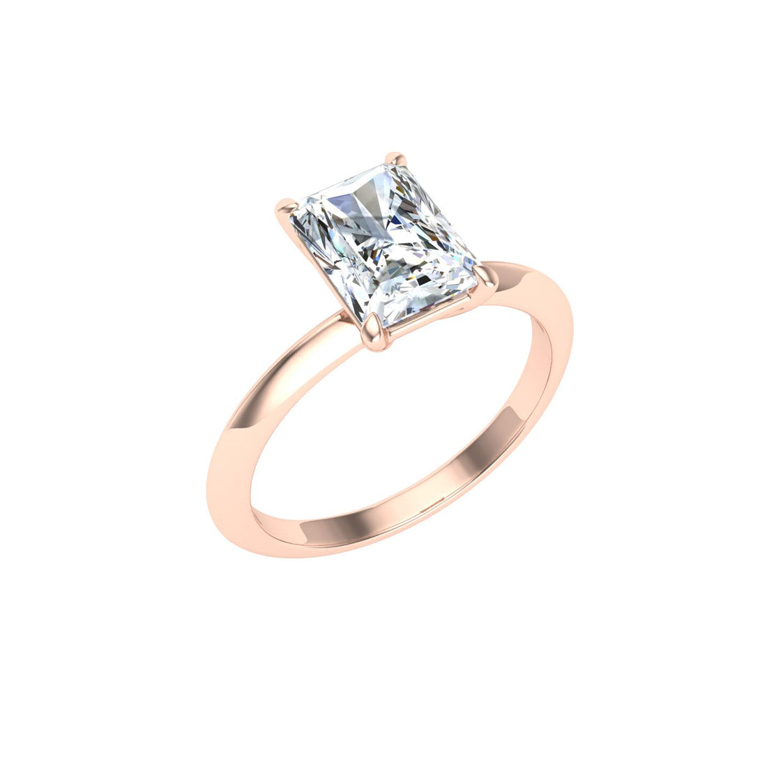 Enchanting Radiant Cut Solitaire Moissanite Engagement Ring Rose Gold