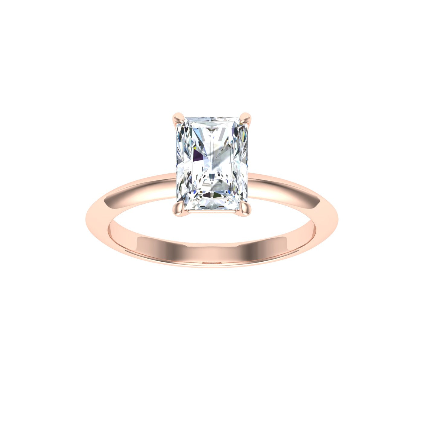 Enchanting Radiant Cut Solitaire Moissanite Engagement Ring Rose Gold