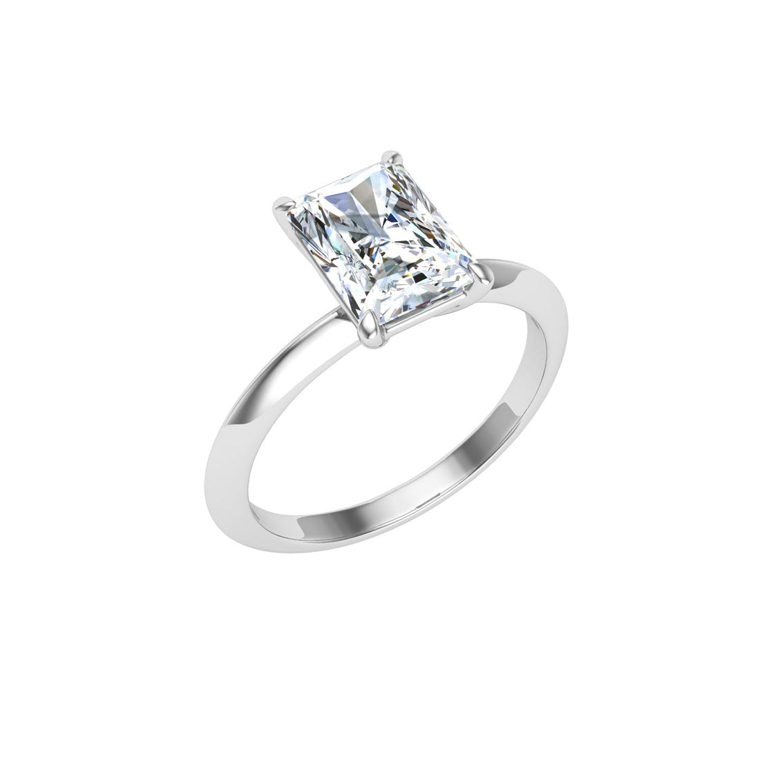 Enchanting Radiant Cut Solitaire Moissanite Engagement Ring White Gold