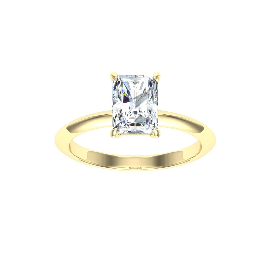 Enchanting Radiant Cut Solitaire Moissanite Engagement Ring Yellow Gold