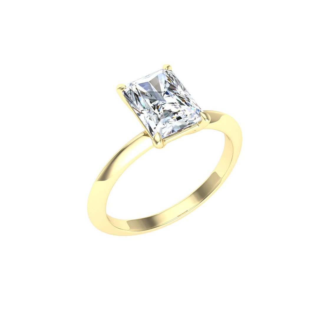 Enchanting Radiant Cut Solitaire Moissanite Engagement Ring Yellow Gold