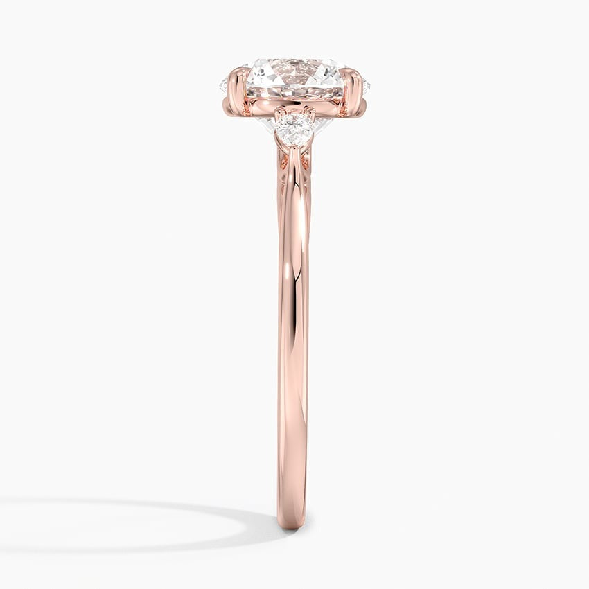 Enchantment Round Three Stone Moissanite Engagement Ring Rose Gold