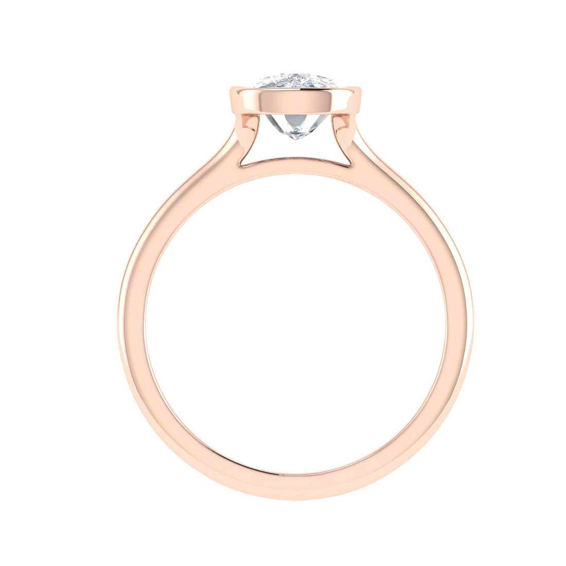 Endless Elongated Cushion Cut Bezel Moissanite Engagement Ring Rose Gold