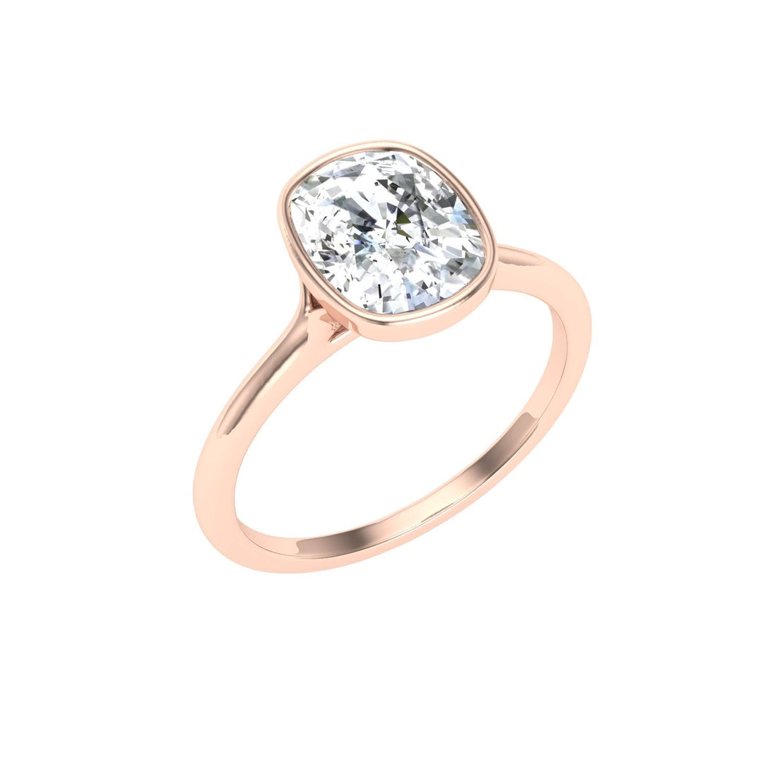 Endless Elongated Cushion Cut Bezel Moissanite Engagement Ring Rose Gold