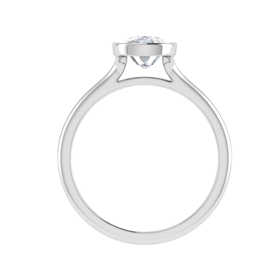 Endless Elongated Cushion Cut Bezel Moissanite Engagement Ring White Gold