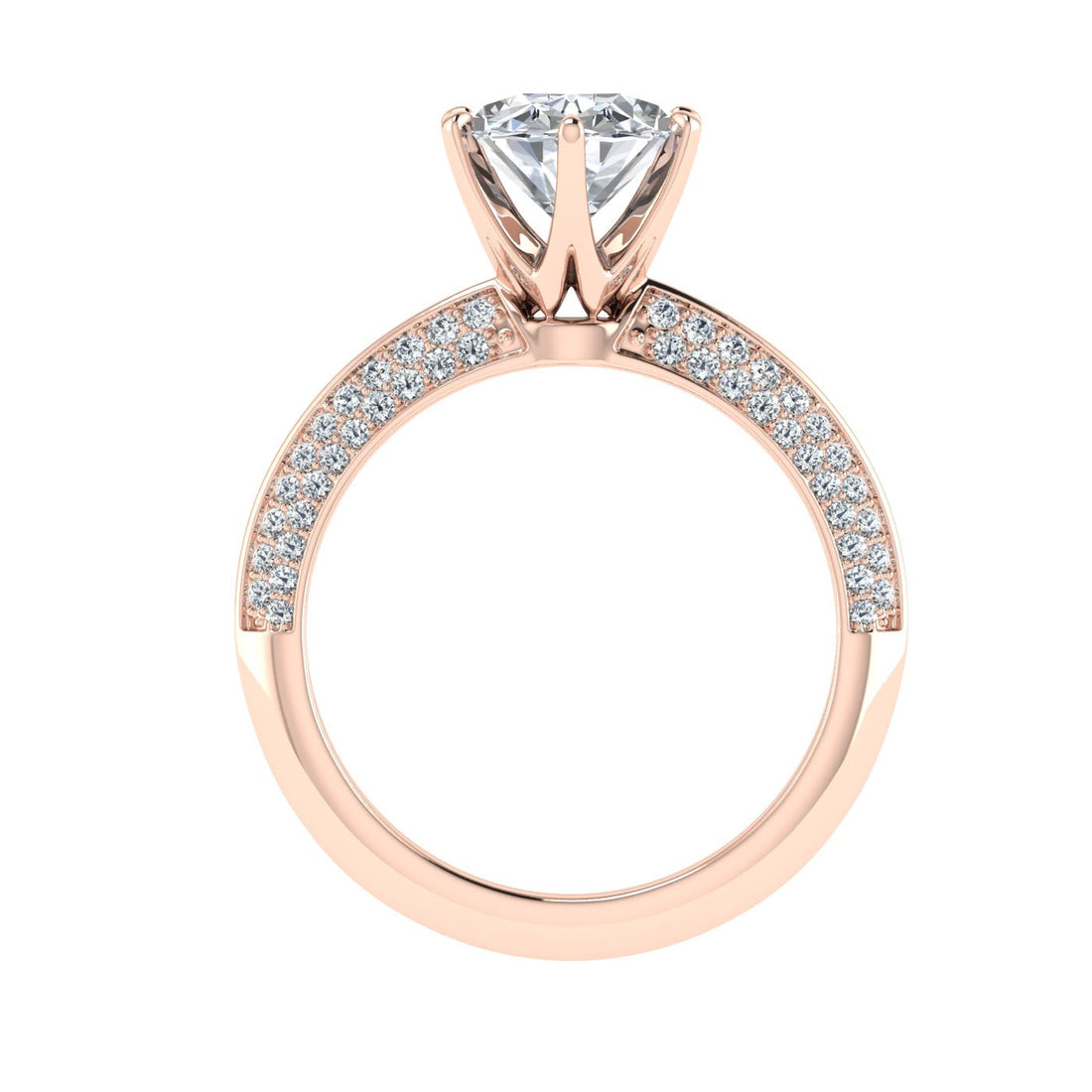 Enduring Oval Cut Knife Edge Band Moissanite Engagement Ring Rose Gold