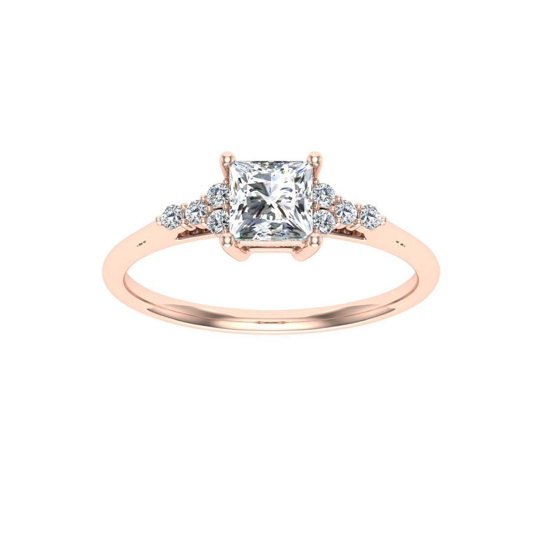 Enduring Princess Cut Side Stones Moissanite Engagement Ring Rose Gold