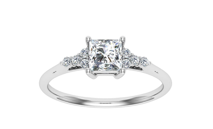 Enduring Princess Cut Side Stones Moissanite Engagement Ring White Gold