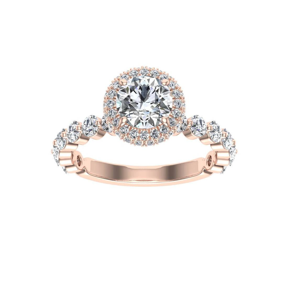 Engraved Round Double Edge Halo Moissanite Ring