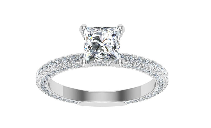 Enigma's Princess Cut Micro Pavé Moissanite Engagement Ring White Gold