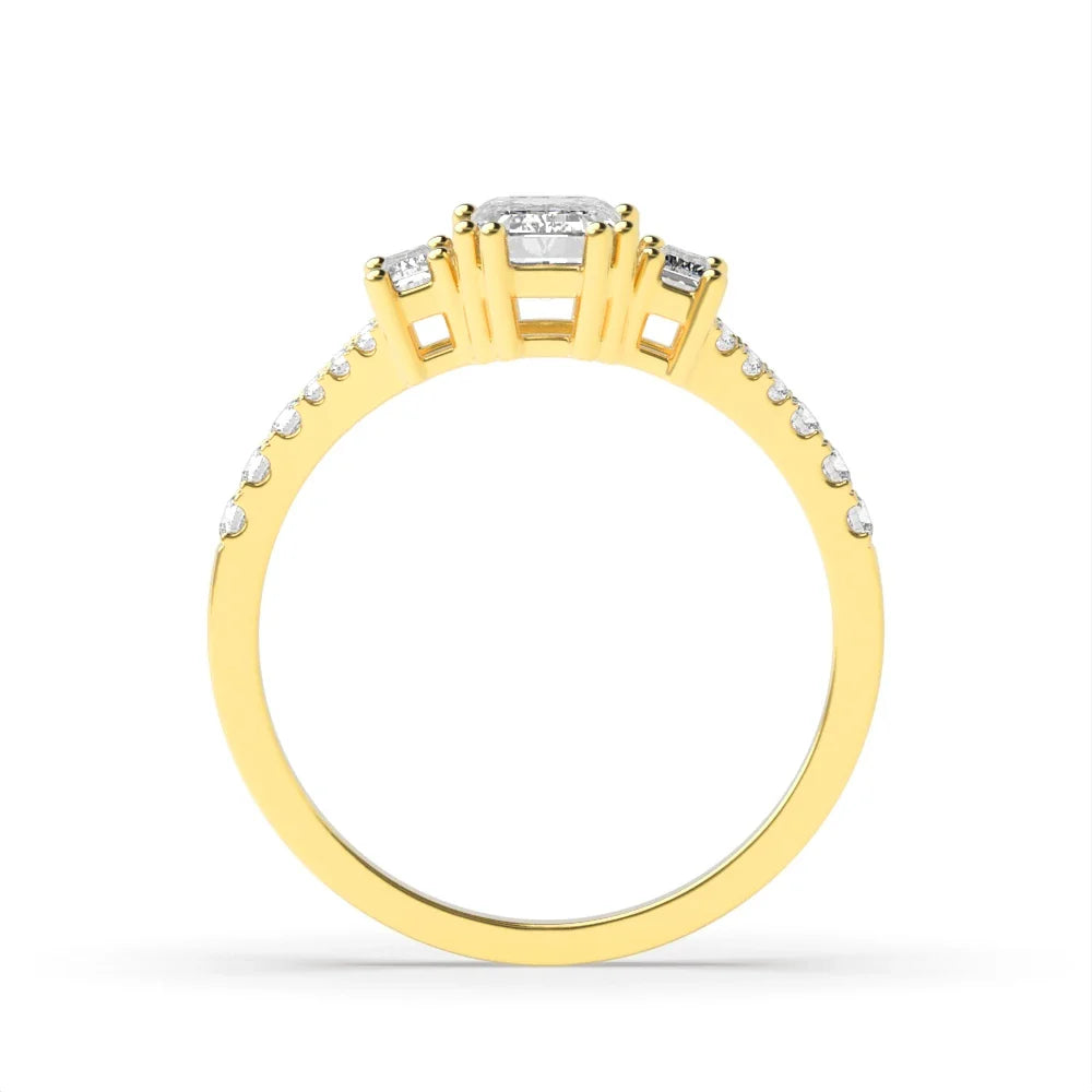 Esmeralda High Set 0.50ct Emerald Lab Grown Diamond Split Shoulder Three Stone Engagement Ring