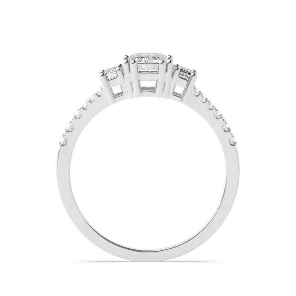 Esmeralda High Set 0.50ct Emerald Lab Grown Diamond Split Shoulder Three Stone Engagement Ring