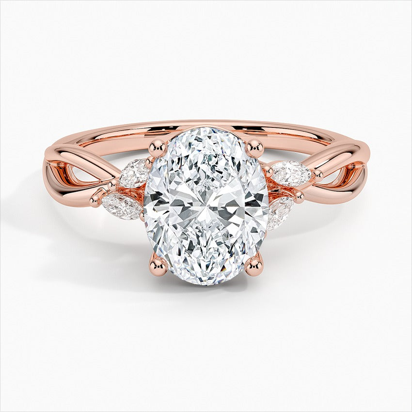 Essence 4-Prong Oval Willow Moissanite Engagement Ring Rose Gold