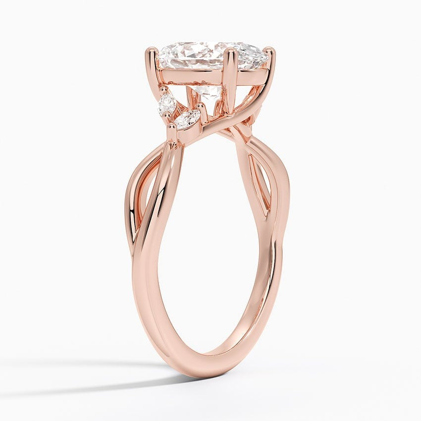 Essence 4-Prong Oval Willow Moissanite Engagement Ring Rose Gold