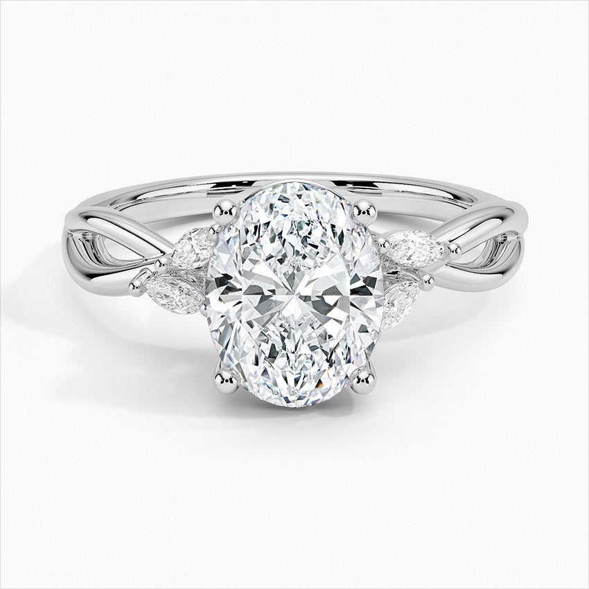 Essence 4-Prong Oval Willow Moissanite Engagement Ring White Gold