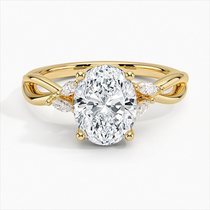 Essence 4-Prong Oval Willow Moissanite Engagement Ring Yellow Gold