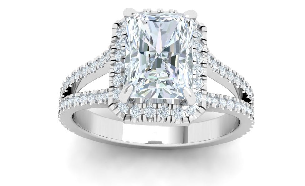 Essence Radiant with Halo Moissanite Engagement Ring