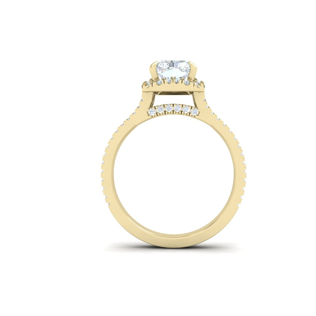 Essence Radiant  with Halo Moissanite Engagement Ring Yellow Gold