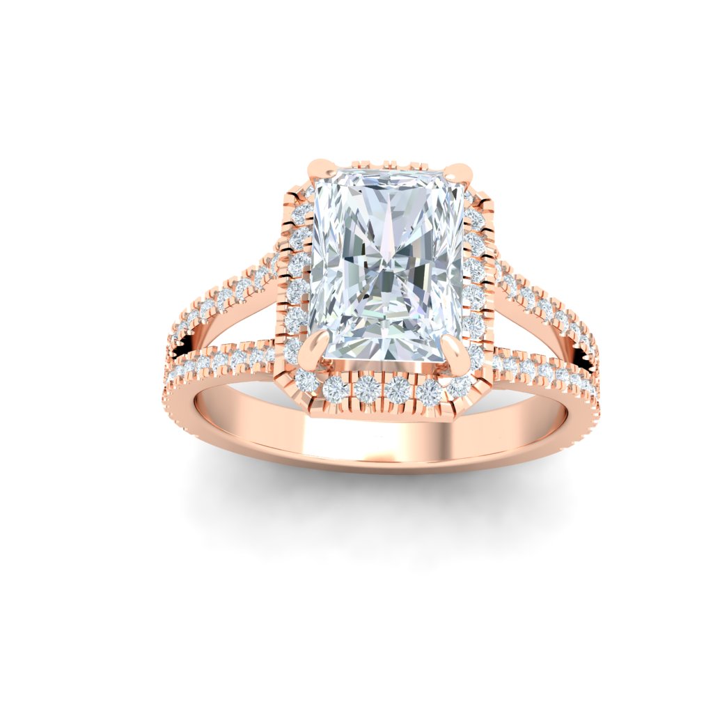 Essence Radiant with Halo Moissanite Engagement Ring rose gold