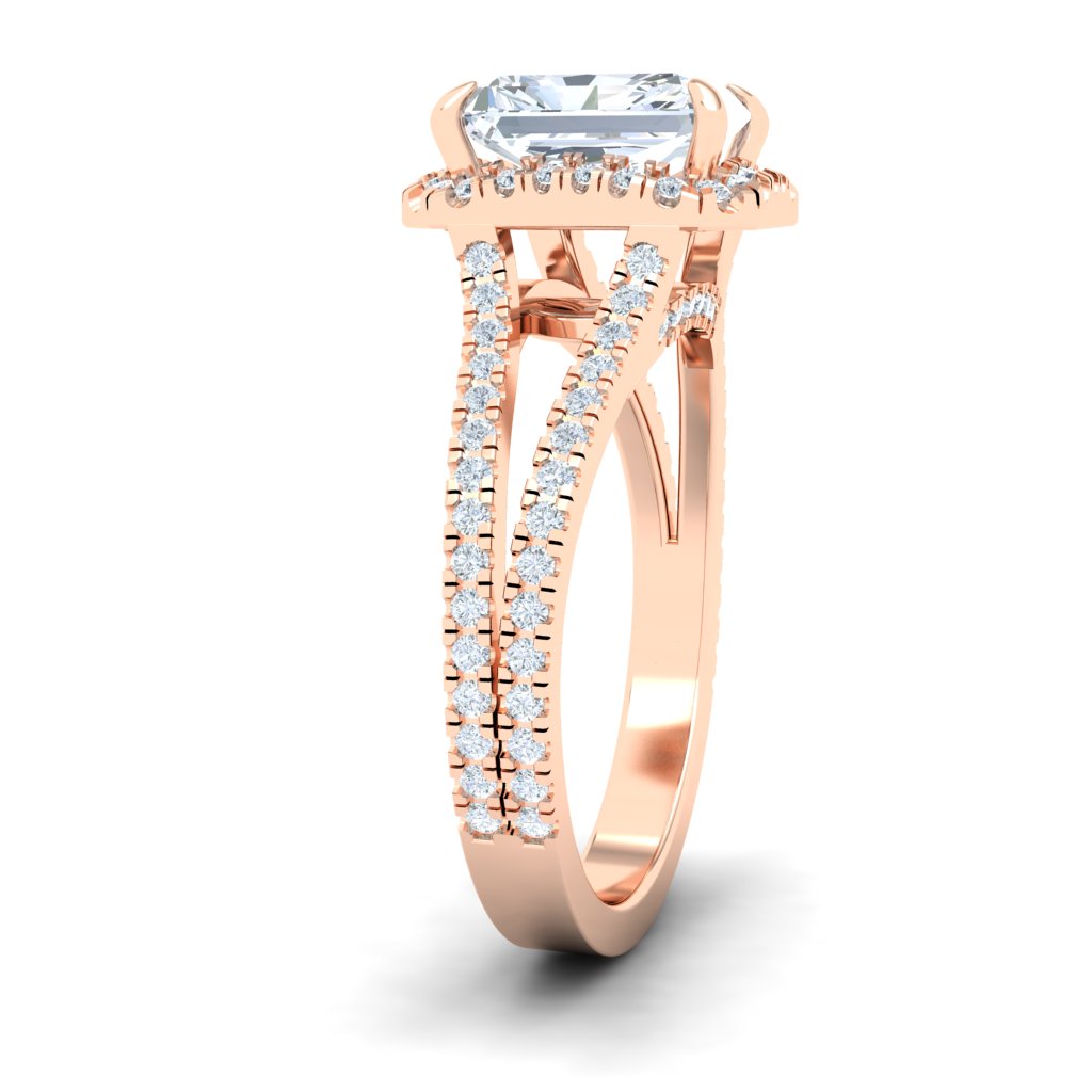 Essence Radiant with Halo Moissanite Engagement Ring rose gold