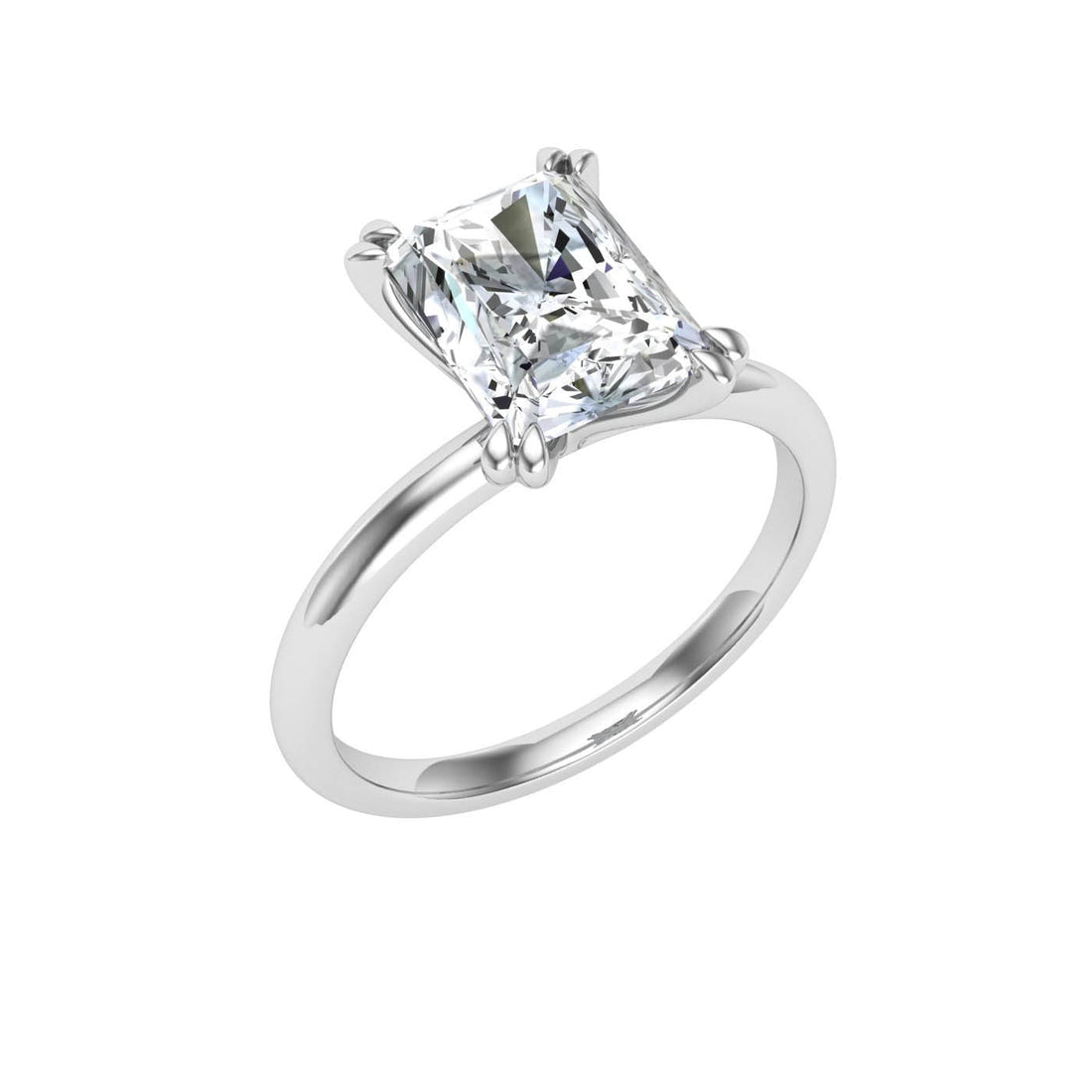 Eternal Double Claw Radiant Cut Moissanite Engagement Ring White Gold