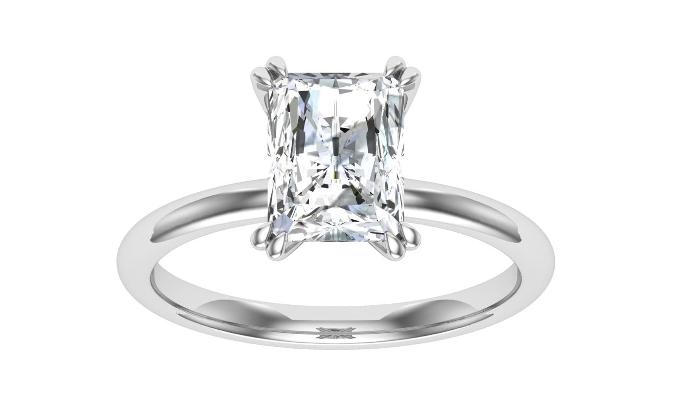 Eternal Double Claw Radiant Cut Moissanite Engagement Ring White Gold