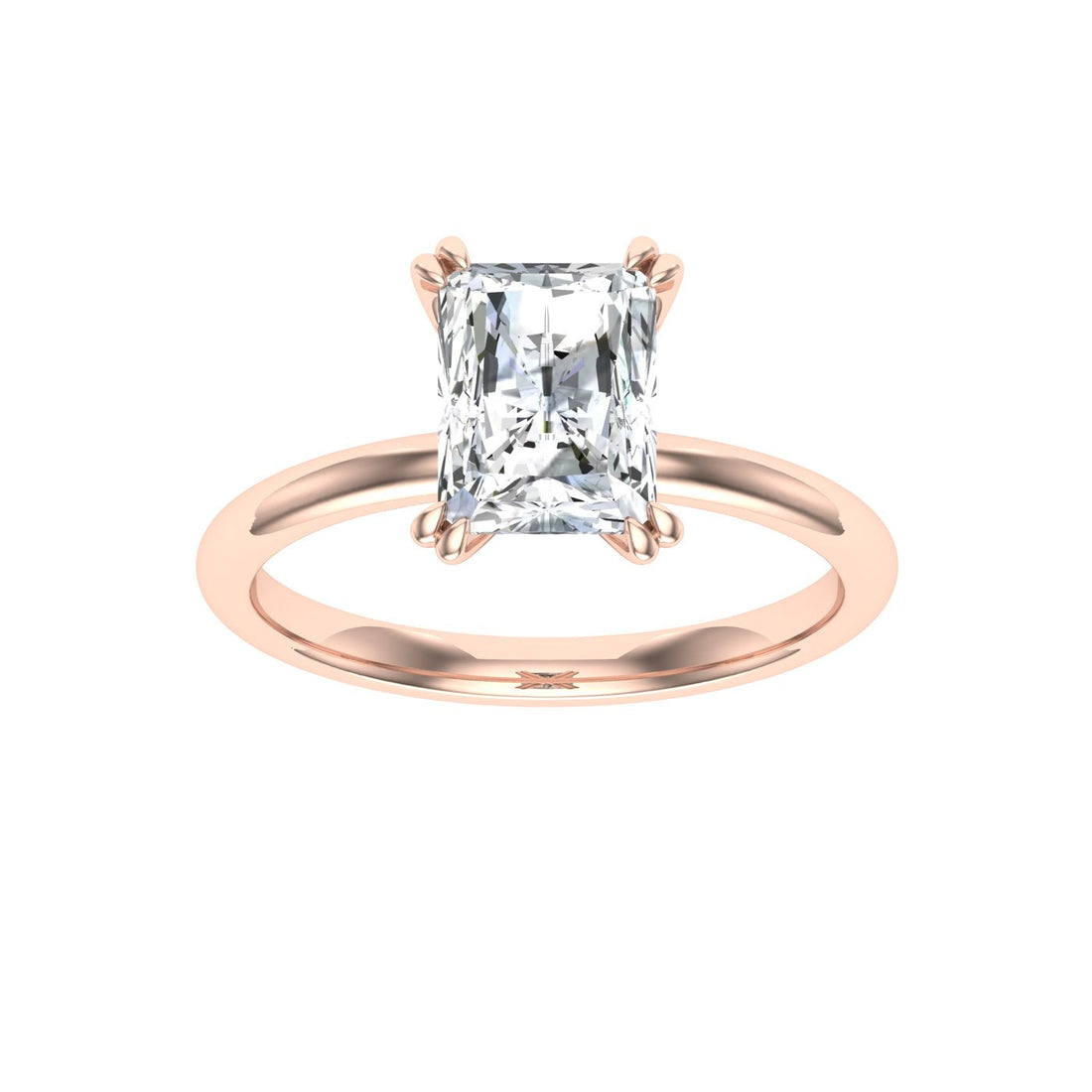 Eternal Double Claw Radiant Cut Moissanite Engagement Ring Rose Gold