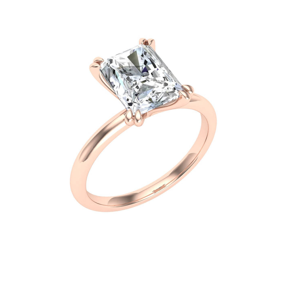 Eternal Double Claw Radiant Cut Moissanite Engagement Ring Rose Gold