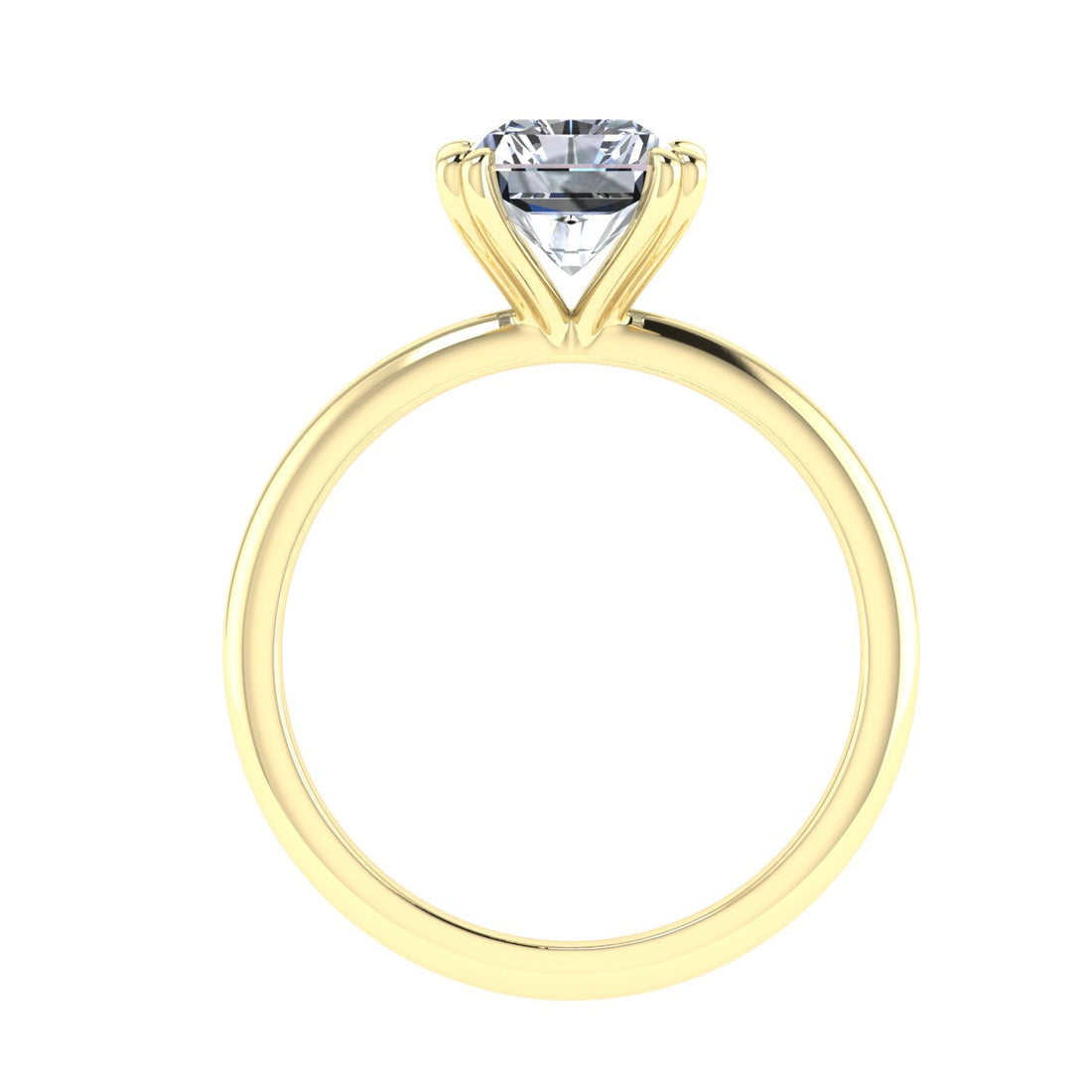 Eternal Double Claw Radiant Cut Moissanite Engagement Ring Yellow Gold