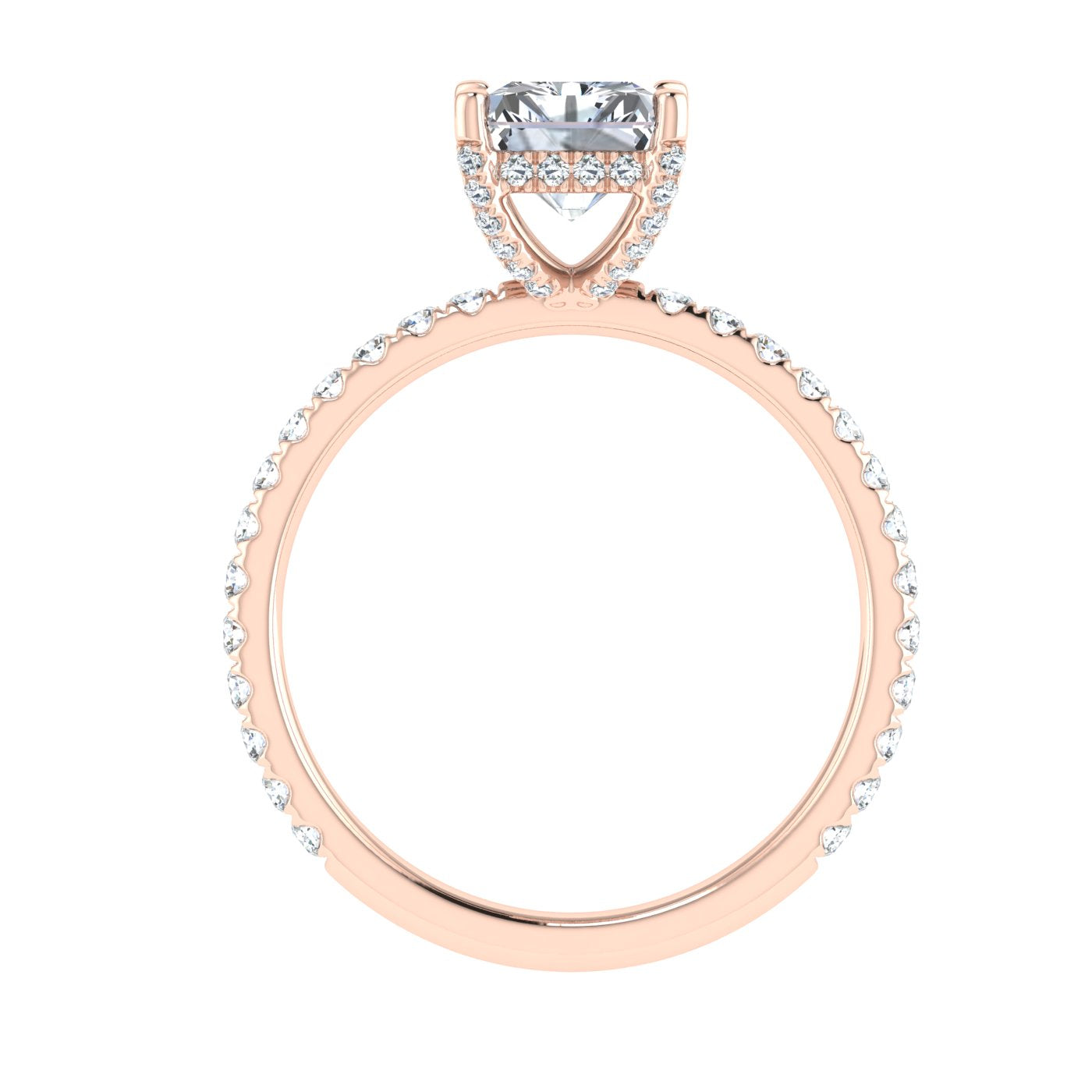 Eternal Radiant Cut Hidden Halo Moissanite Engagement Ring Rose Gold
