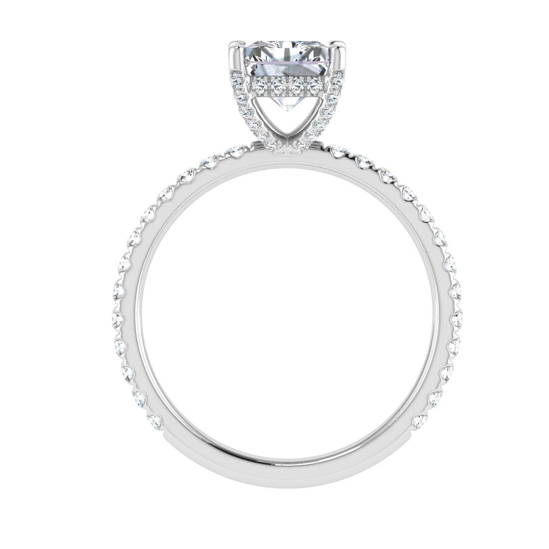 Eternal Radiant Cut Hidden Halo Moissanite Engagement Ring White Gold