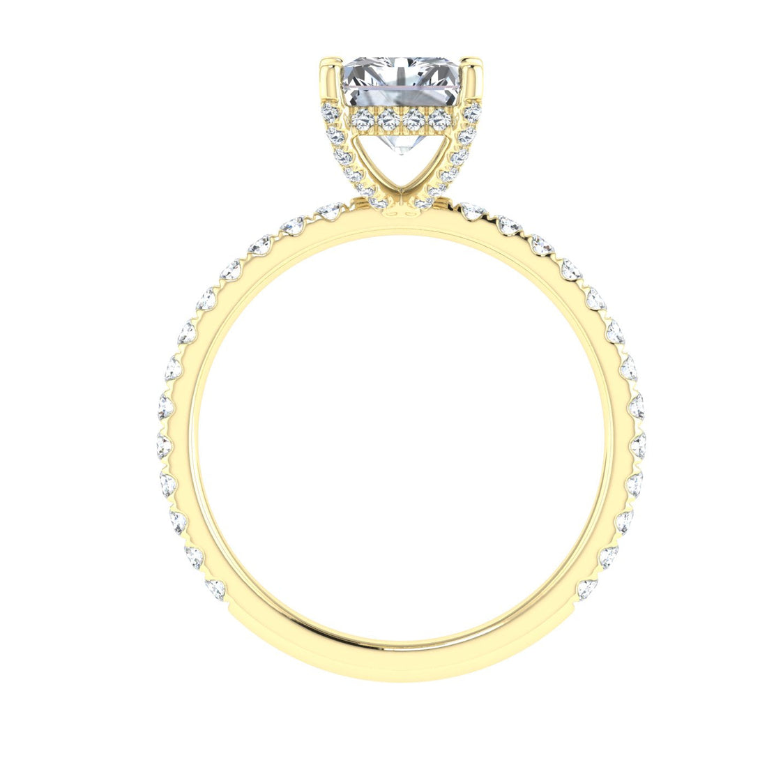 Eternal Radiant Cut Hidden Halo Moissanite Engagement Ring Yellow Gold