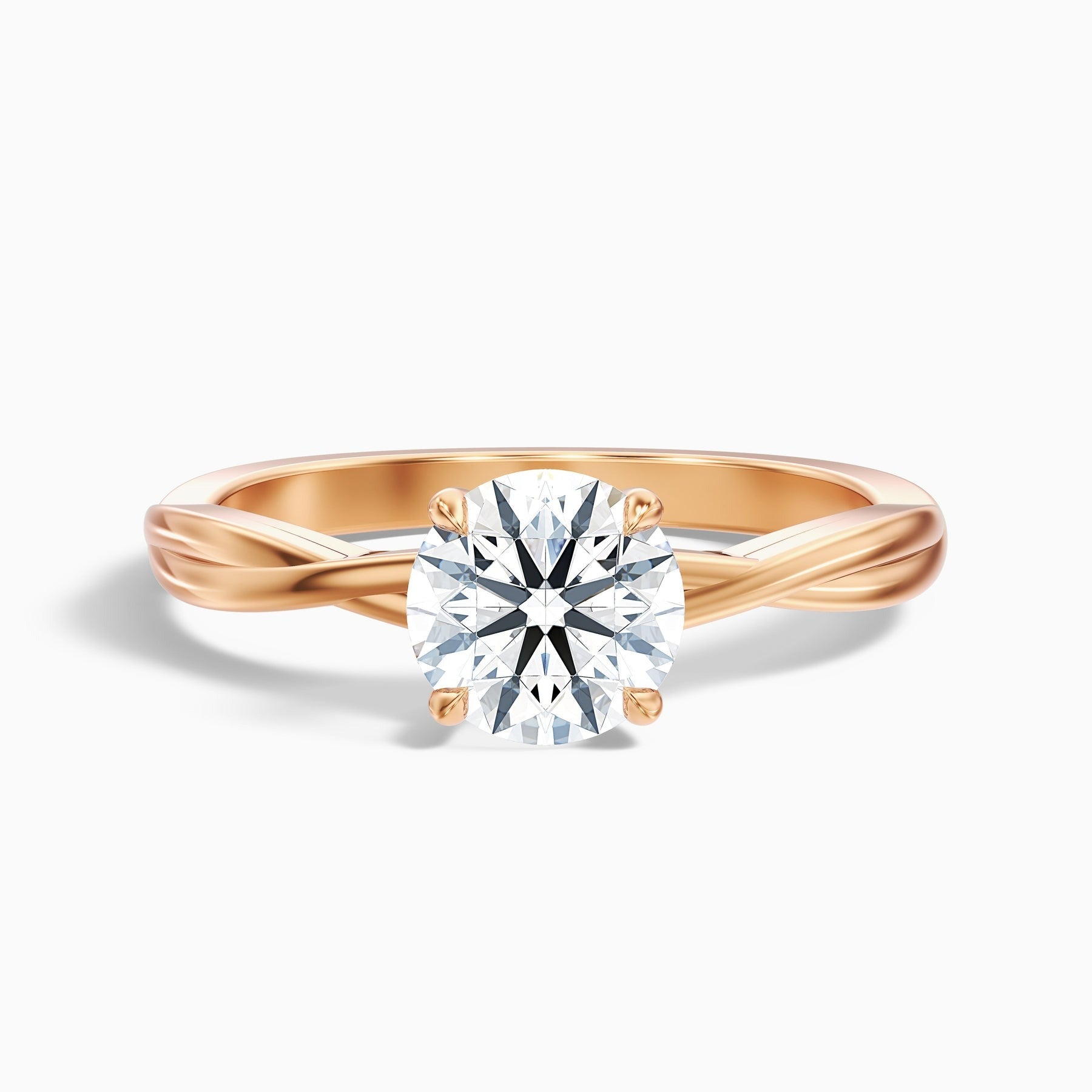 Eternelle 1 Carat Round Solitaire Twisted Band Lab Grown Engagement Ring in 10k Rose Gold