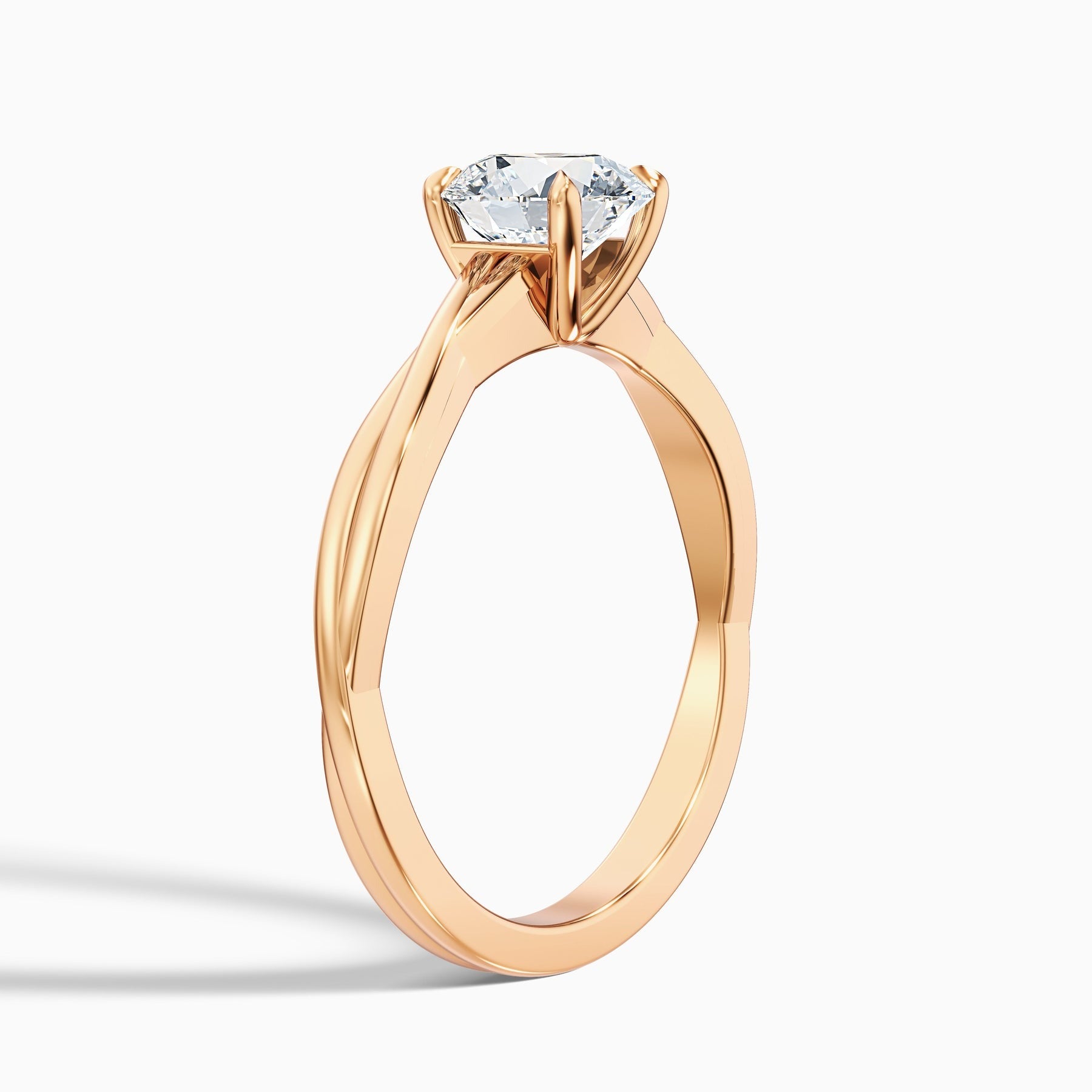 Eternelle 1 Carat Round Solitaire Twisted Band Lab Grown Engagement Ring in 10k Rose Gold