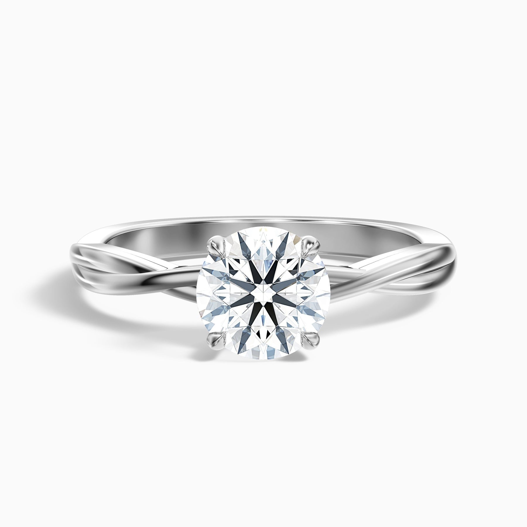 Eternelle 1 Carat Round Solitaire Twisted Band Lab Grown Engagement Ring in 10k White Gold