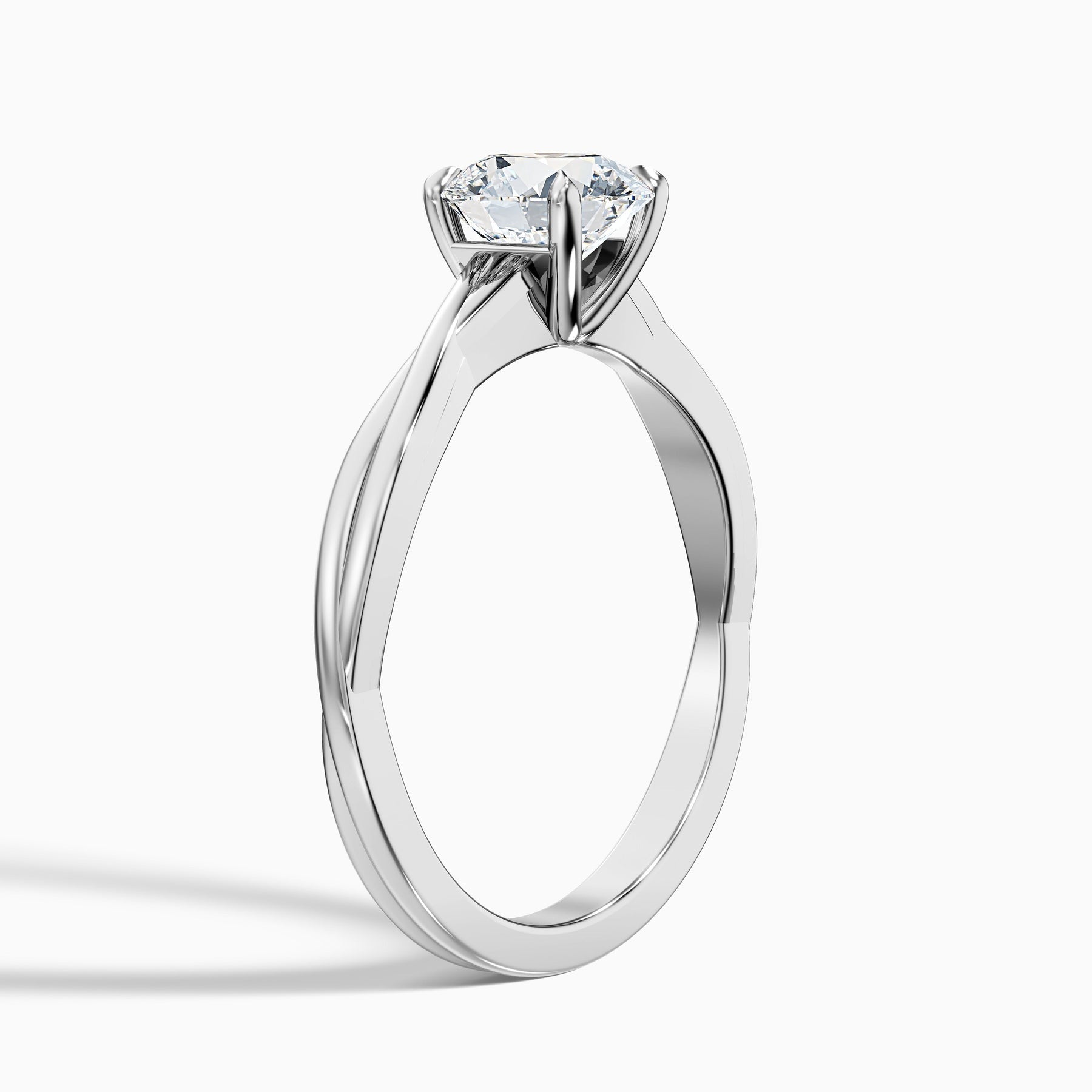 Eternelle 1 Carat Round Solitaire Twisted Band Lab Grown Engagement Ring in 10k White Gold