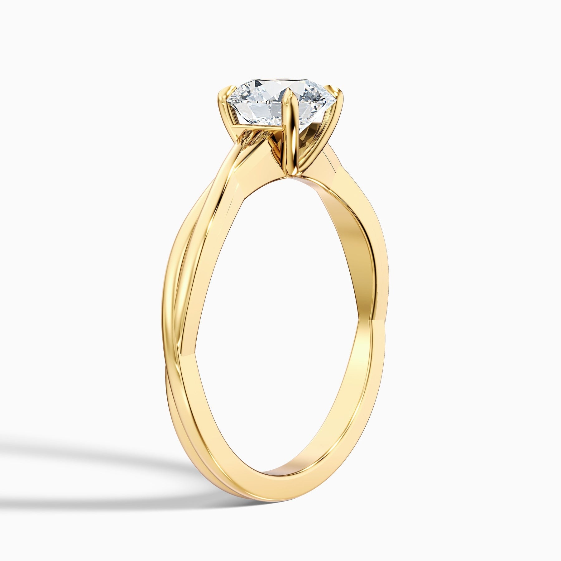 Eternelle 1 Carat Round Solitaire Twisted Band Lab Grown Engagement Ring in 10k Yellow Gold