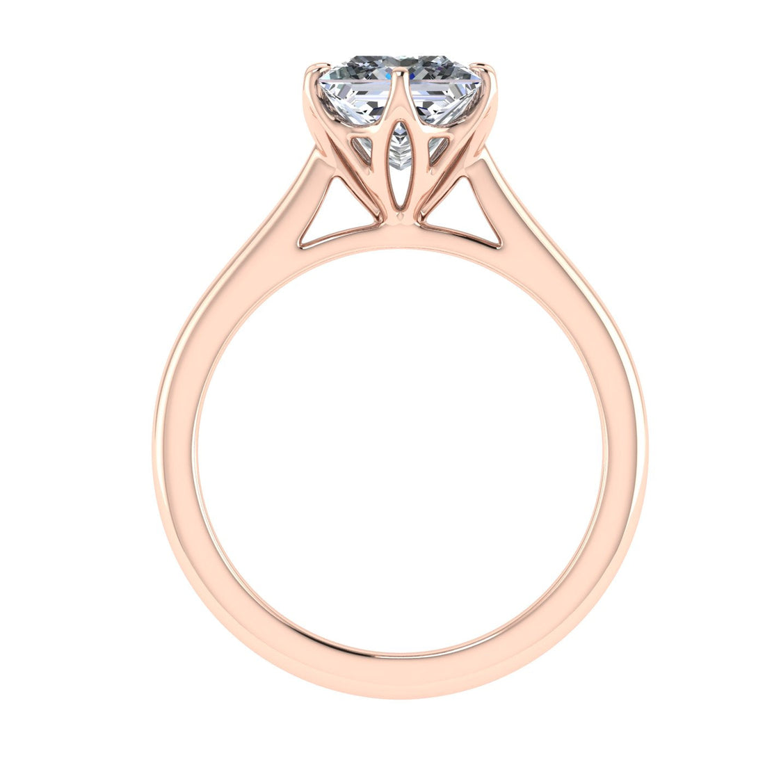 Eternity Princess Cut Solitaire Moissanite Engagement Ring Rose Gold