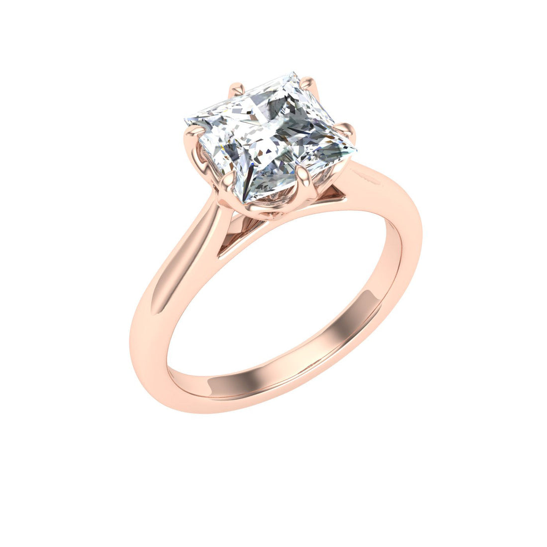 Eternity Princess Cut Solitaire Moissanite Engagement Ring Rose Gold