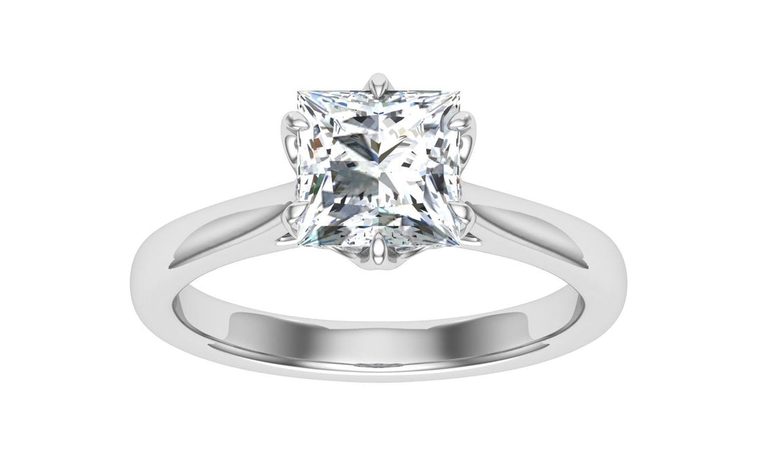 Eternity Princess Cut Solitaire Moissanite Engagement Ring White Gold