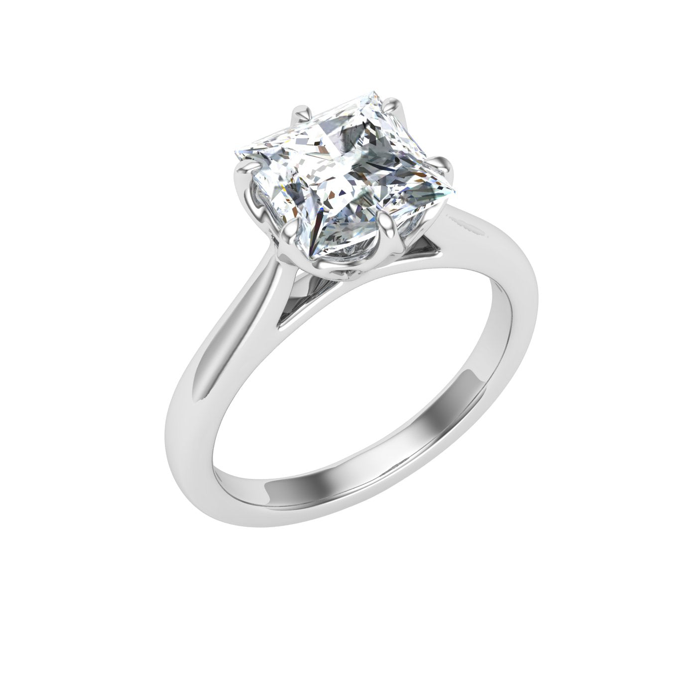 Eternity Princess Cut Solitaire Moissanite Engagement Ring White Gold